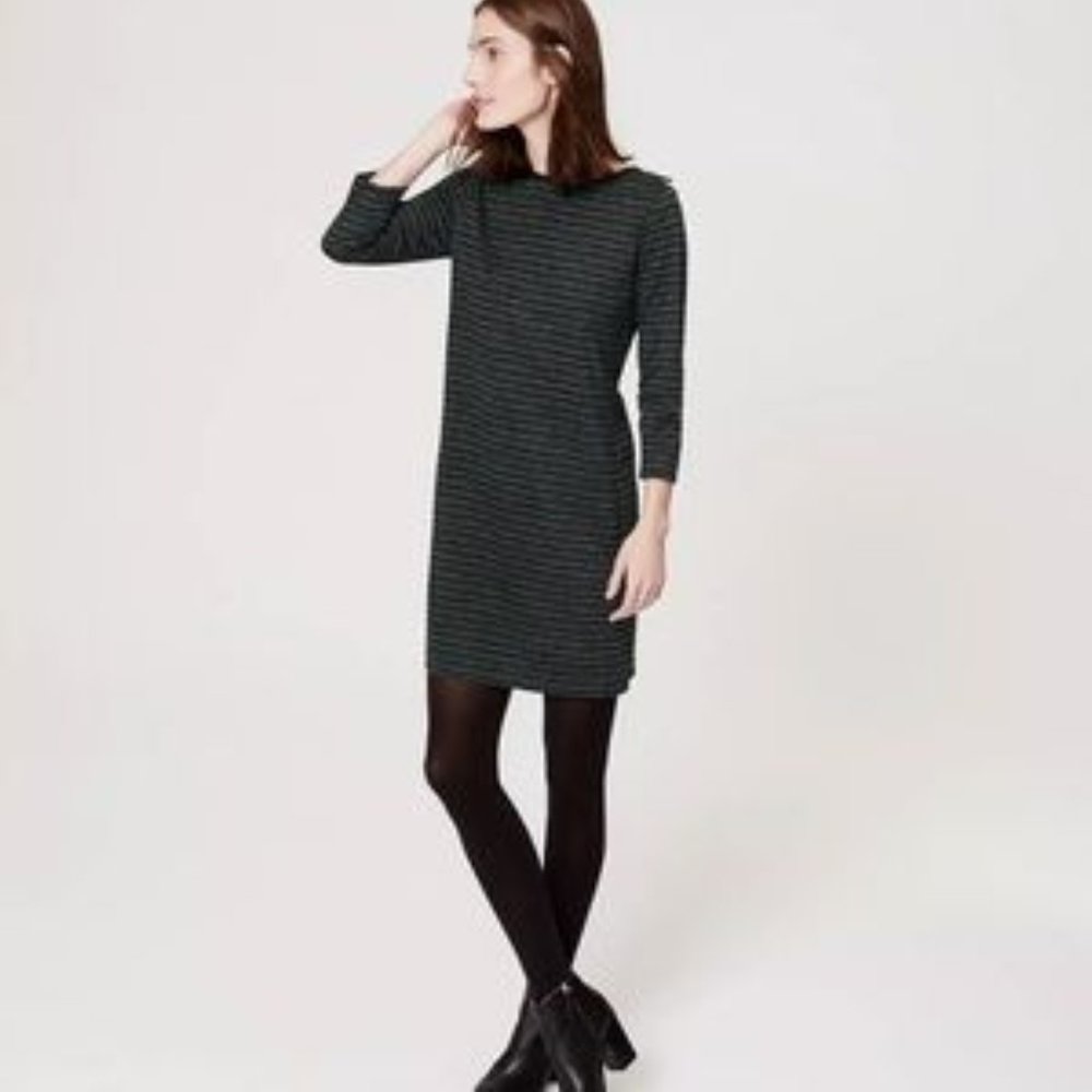 Ann Taylor LOFT Striped 3/4 Sleeve Sweater Dress